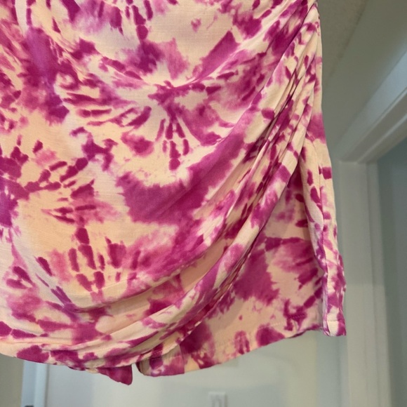 Zara Linen Blend Pink Tie Dye Wrap Skort Sz Small Beachy Boho Festival Hippie - Picture 4 of 9